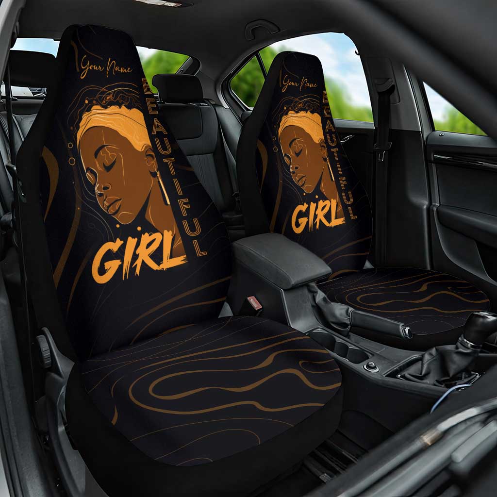 Personalized Beautiful Black Girl Car Seat Cover - Women of Africa Design