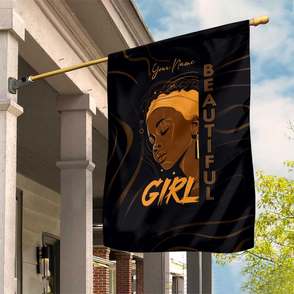 Personalized Beautiful Black Girl Garden Flag - Women of Africa Design