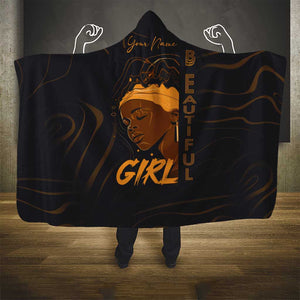 Personalized Beautiful Black Girl Hooded Blanket - Women of Africa Design