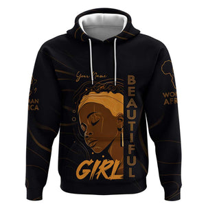 Personalized Beautiful Black Girl Hoodie - Women of Africa Design