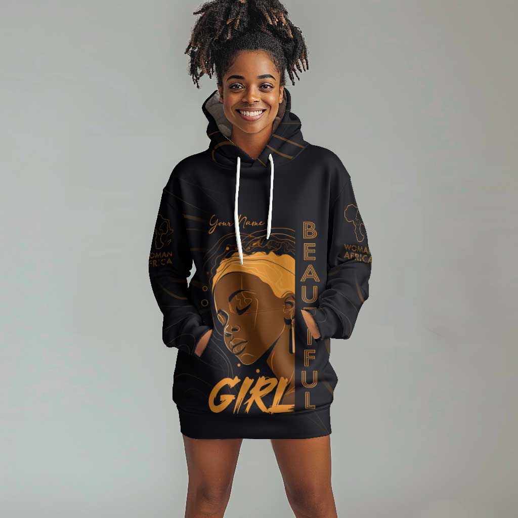 Personalized Beautiful Black Girl Hoodie Dress - Women of Africa Design