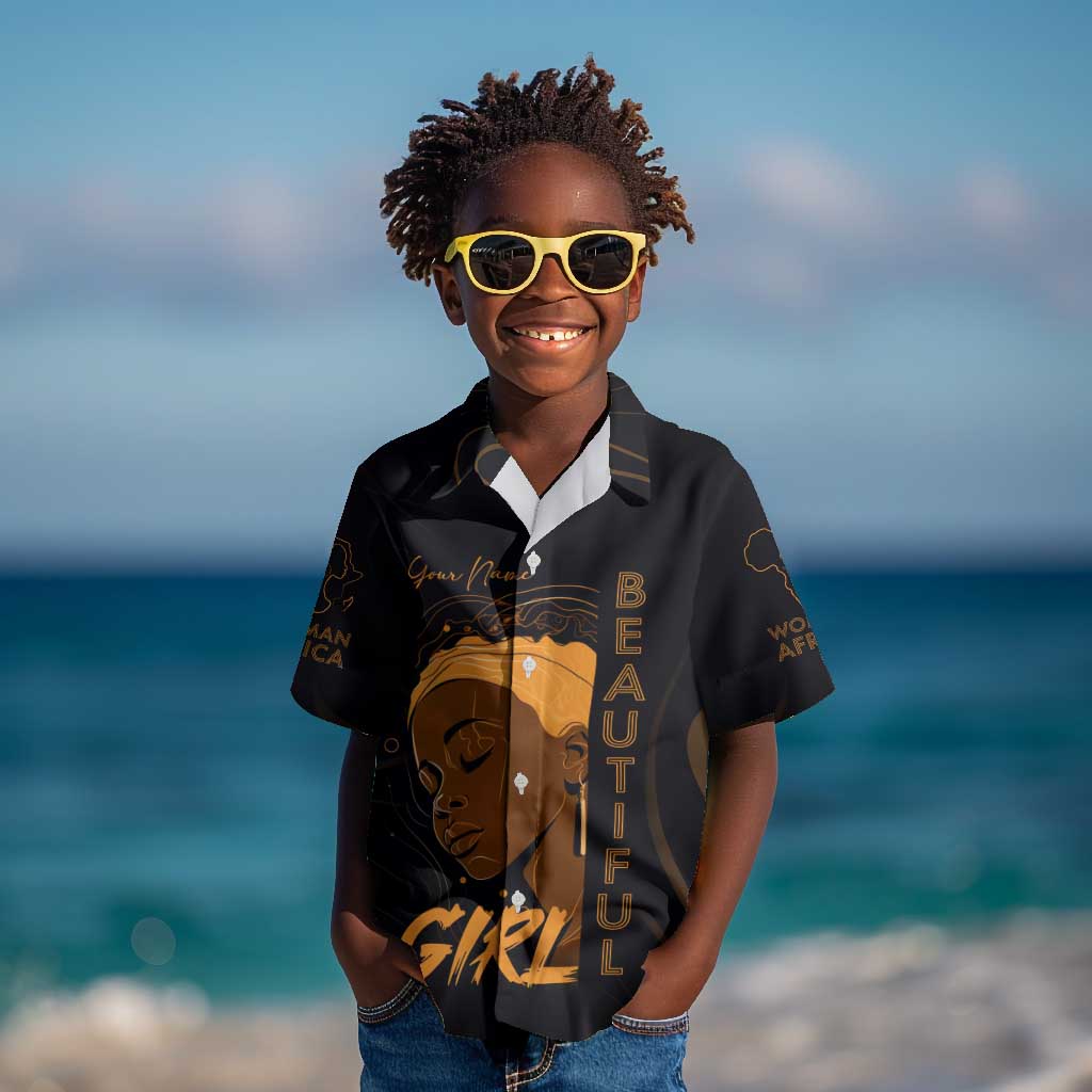 Personalized Beautiful Black Girl Kid Hawaiian Shirt - Women of Africa Design