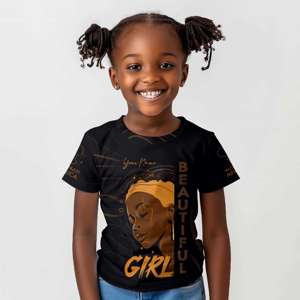 Personalized Beautiful Black Girl Kid T shirt - Women of Africa Design