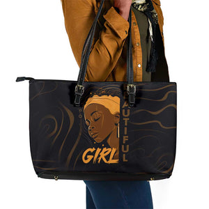 Personalized Beautiful Black Girl Leather Tote Bag - Women of Africa Design