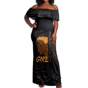 Personalized Beautiful Black Girl Off Shoulder Maxi Dress - Women of Africa Design