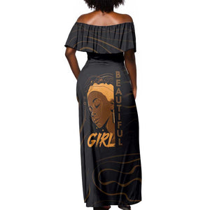 Personalized Beautiful Black Girl Off Shoulder Maxi Dress - Women of Africa Design