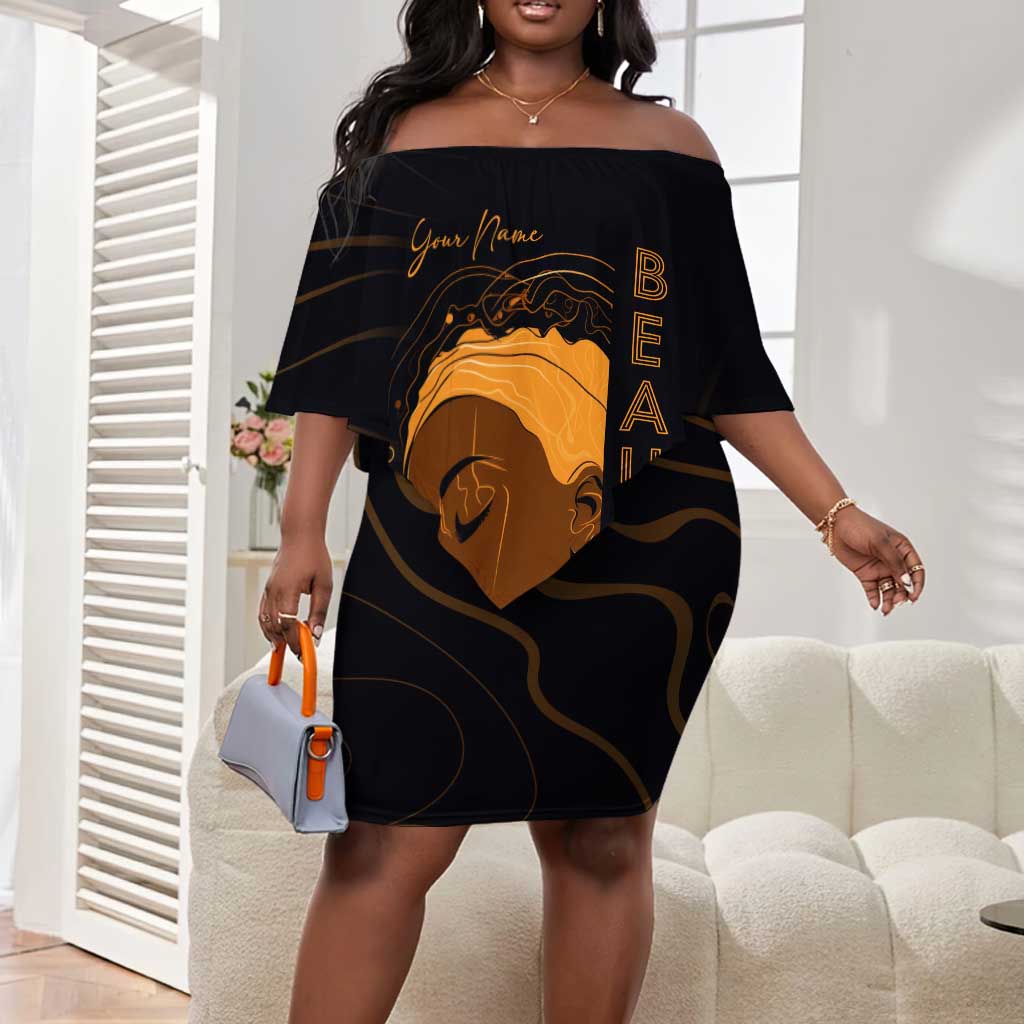 Personalized Beautiful Black Girl Off Shoulder Short Dress - Women of Africa Design