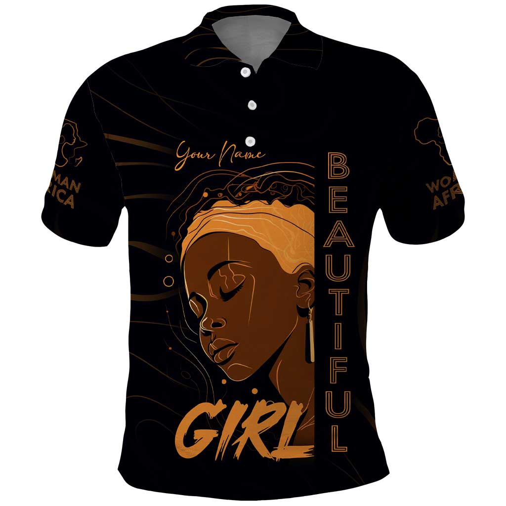 Personalized Beautiful Black Girl Polo Shirt - Women of Africa Design