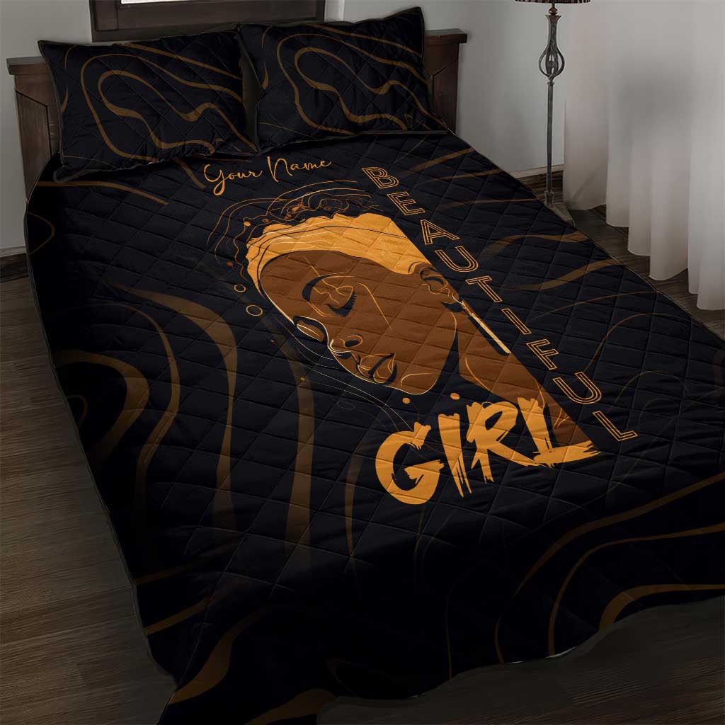 Personalized Beautiful Black Girl Quilt Bed Set - Women of Africa Design