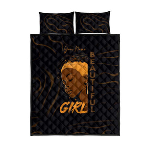 Personalized Beautiful Black Girl Quilt Bed Set - Women of Africa Design