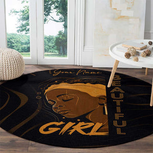 Personalized Beautiful Black Girl Round Carpet - Women of Africa Design