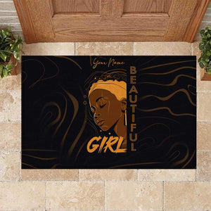 Personalized Beautiful Black Girl Rubber Doormat - Women of Africa Design