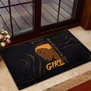 Personalized Beautiful Black Girl Rubber Doormat - Women of Africa Design