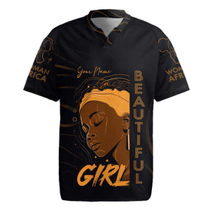 Personalized Beautiful Black Girl Rugby Jersey - Women of Africa Design