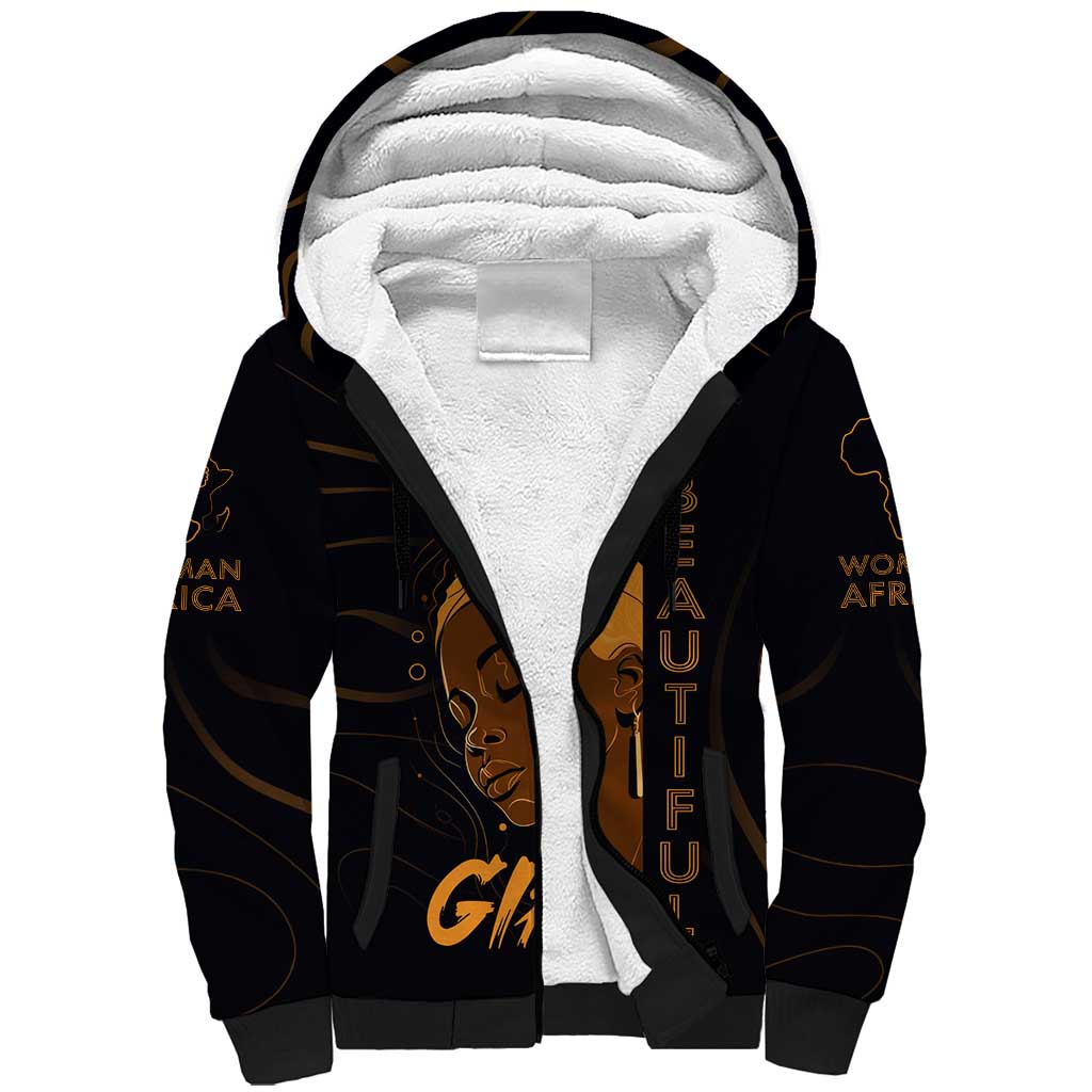 Personalized Beautiful Black Girl Sherpa Hoodie - Women of Africa Design