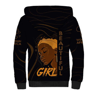 Personalized Beautiful Black Girl Sherpa Hoodie - Women of Africa Design