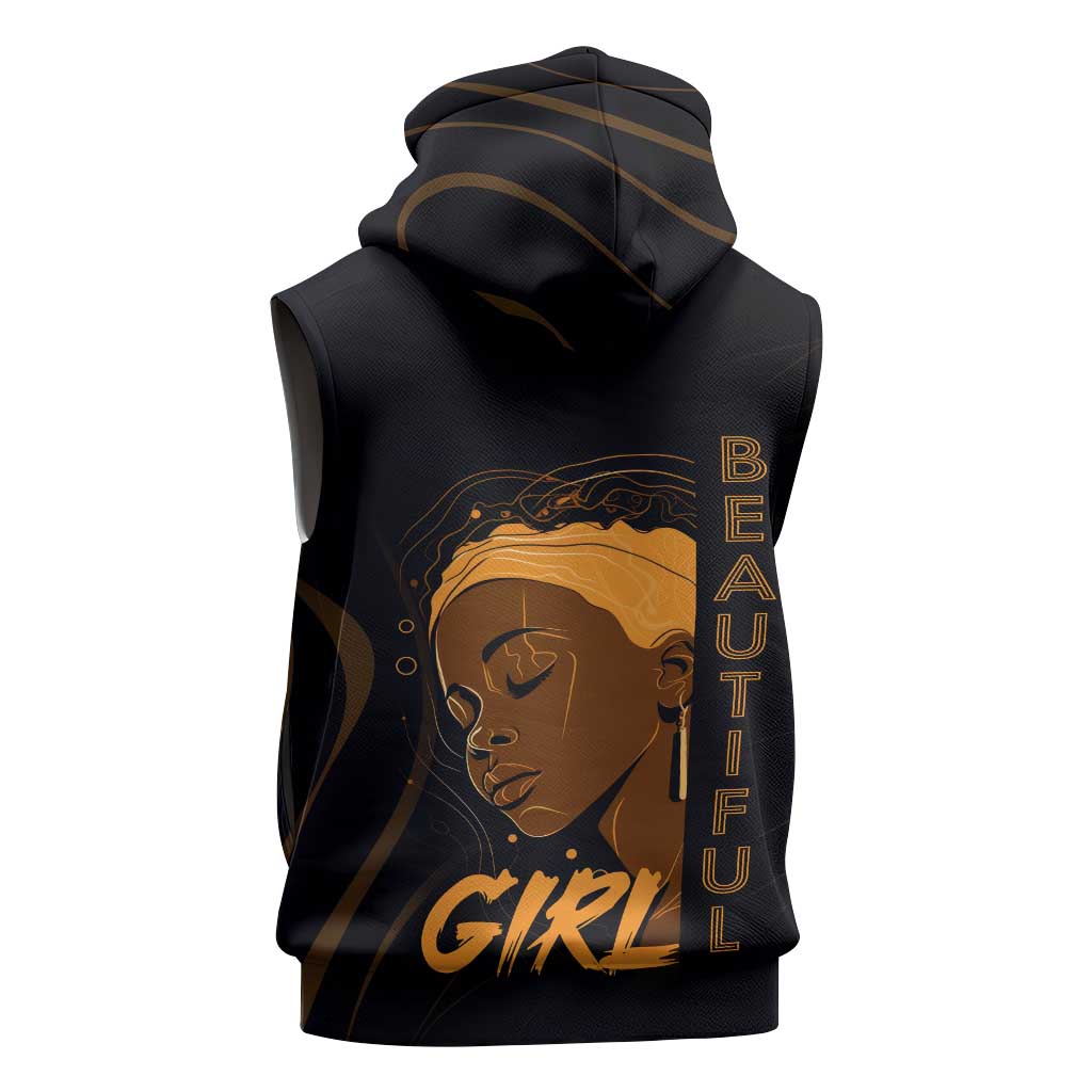 Personalized Beautiful Black Girl Sleeveless Zip Hoodie - Women of Africa Design - African Pride