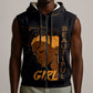 Personalized Beautiful Black Girl Sleeveless Zip Hoodie - Women of Africa Design - African Pride