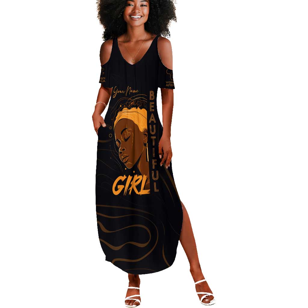 Personalized Beautiful Black Girl Summer Maxi Dress - Women of Africa Design