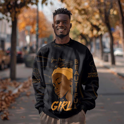 Personalized Beautiful Black Girl Sweatshirt - Women of Africa Design