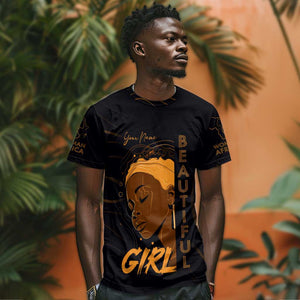 Personalized Beautiful Black Girl T shirt - Women of Africa Design