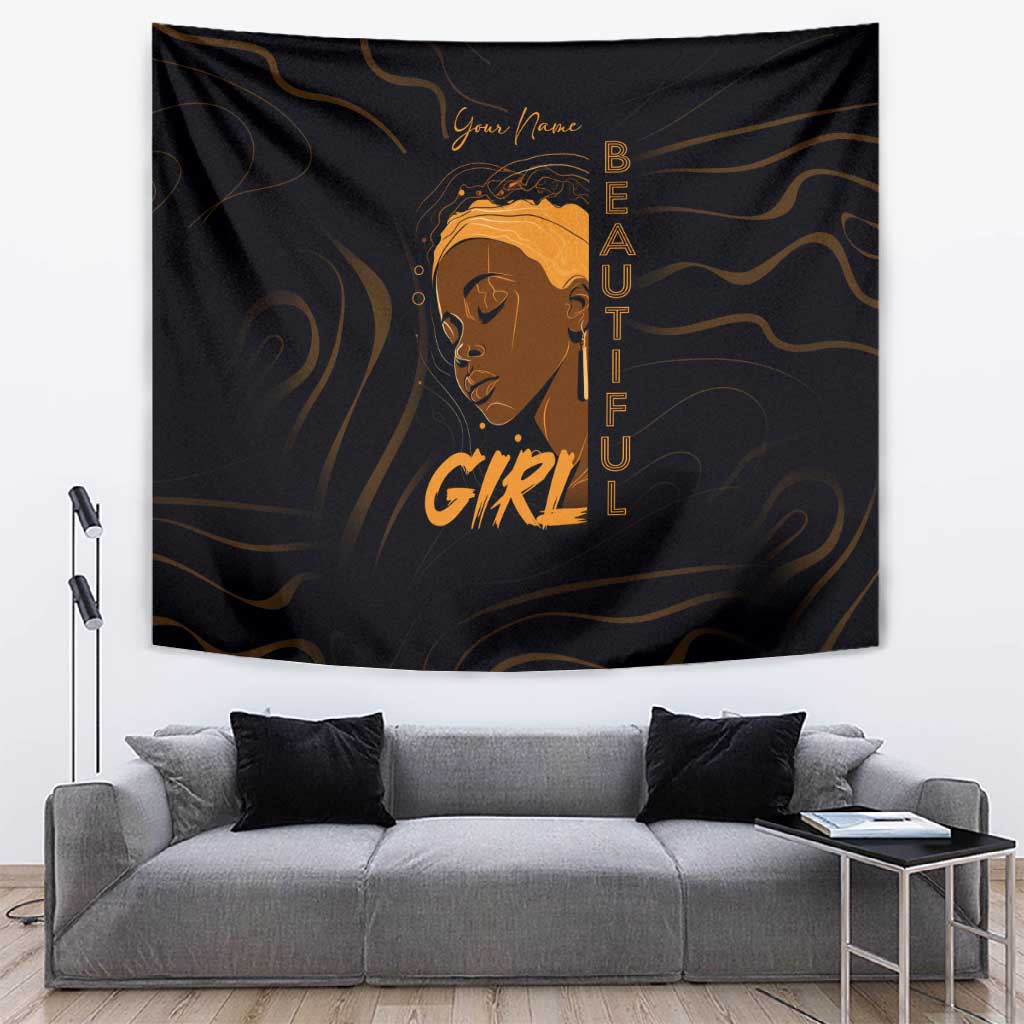 Personalized Beautiful Black Girl Tapestry - Women of Africa Design