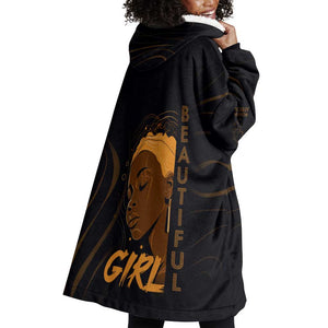 Personalized Beautiful Black Girl Wearable Blanket Hoodie - Women of Africa Design