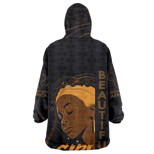 Personalized Beautiful Black Girl Wearable Blanket Hoodie - Women of Africa Design