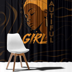 Personalized Beautiful Black Girl Window Curtain - Women of Africa Design