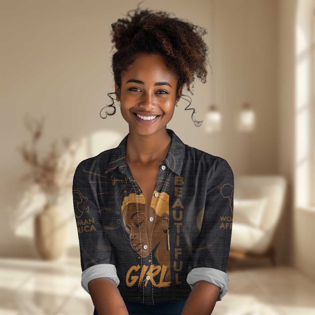 Personalized Beautiful Black Girl Women Casual Shirt - Women of Africa Design