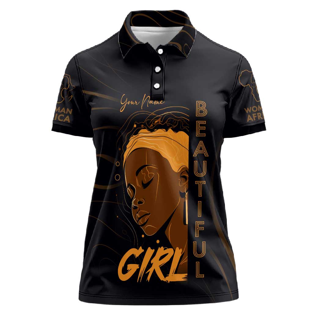 Personalized Beautiful Black Girl Women Polo Shirt - Women of Africa Design