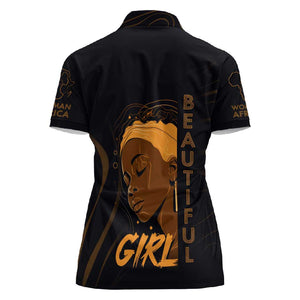 Personalized Beautiful Black Girl Women Polo Shirt - Women of Africa Design