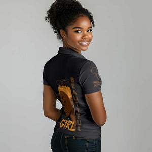 Personalized Beautiful Black Girl Women Polo Shirt - Women of Africa Design