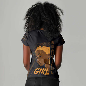 Personalized Beautiful Black Girl Women V-Neck T-Shirt - Women of Africa Design