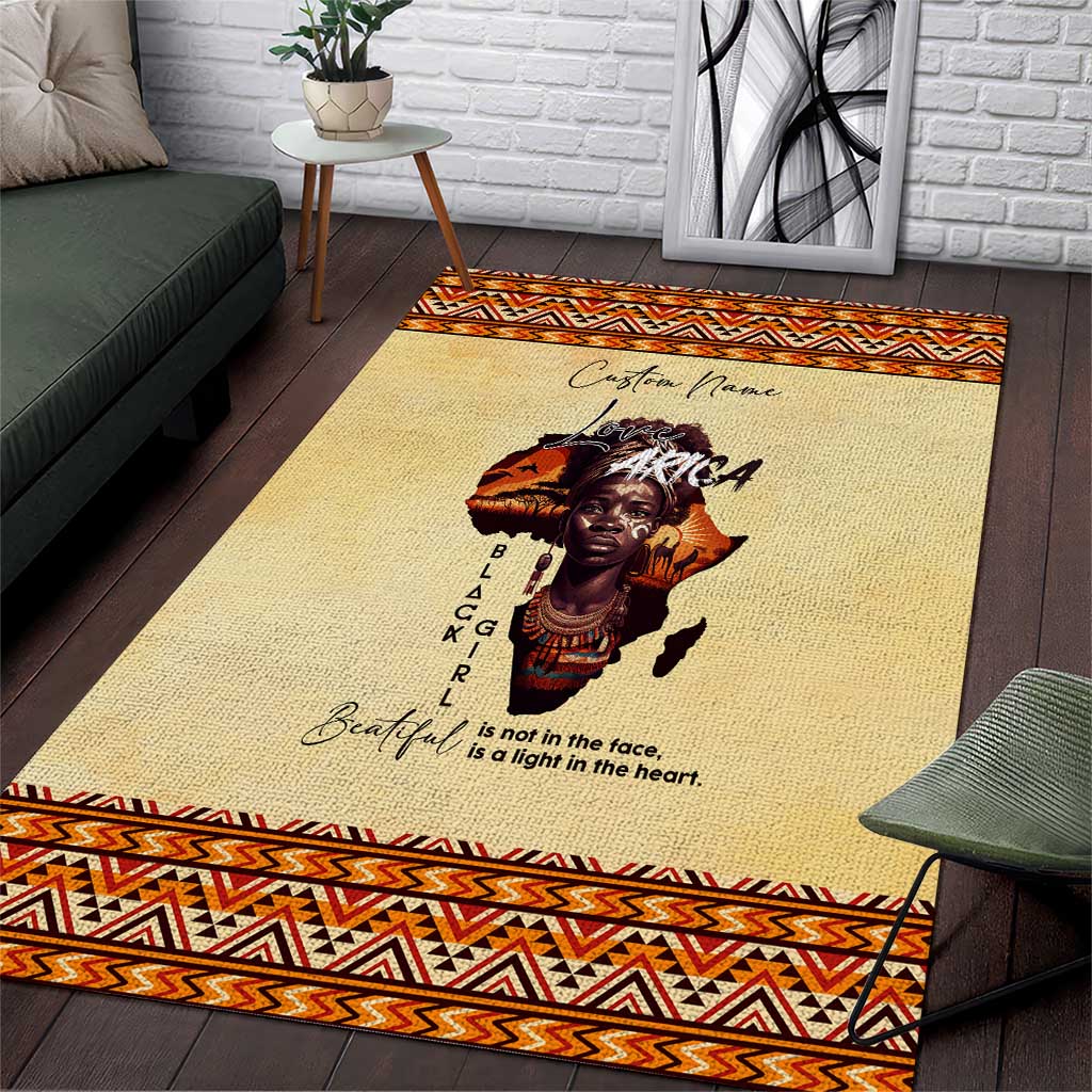 Love Africa Area Rug - Personalized Beautiful Black Girl