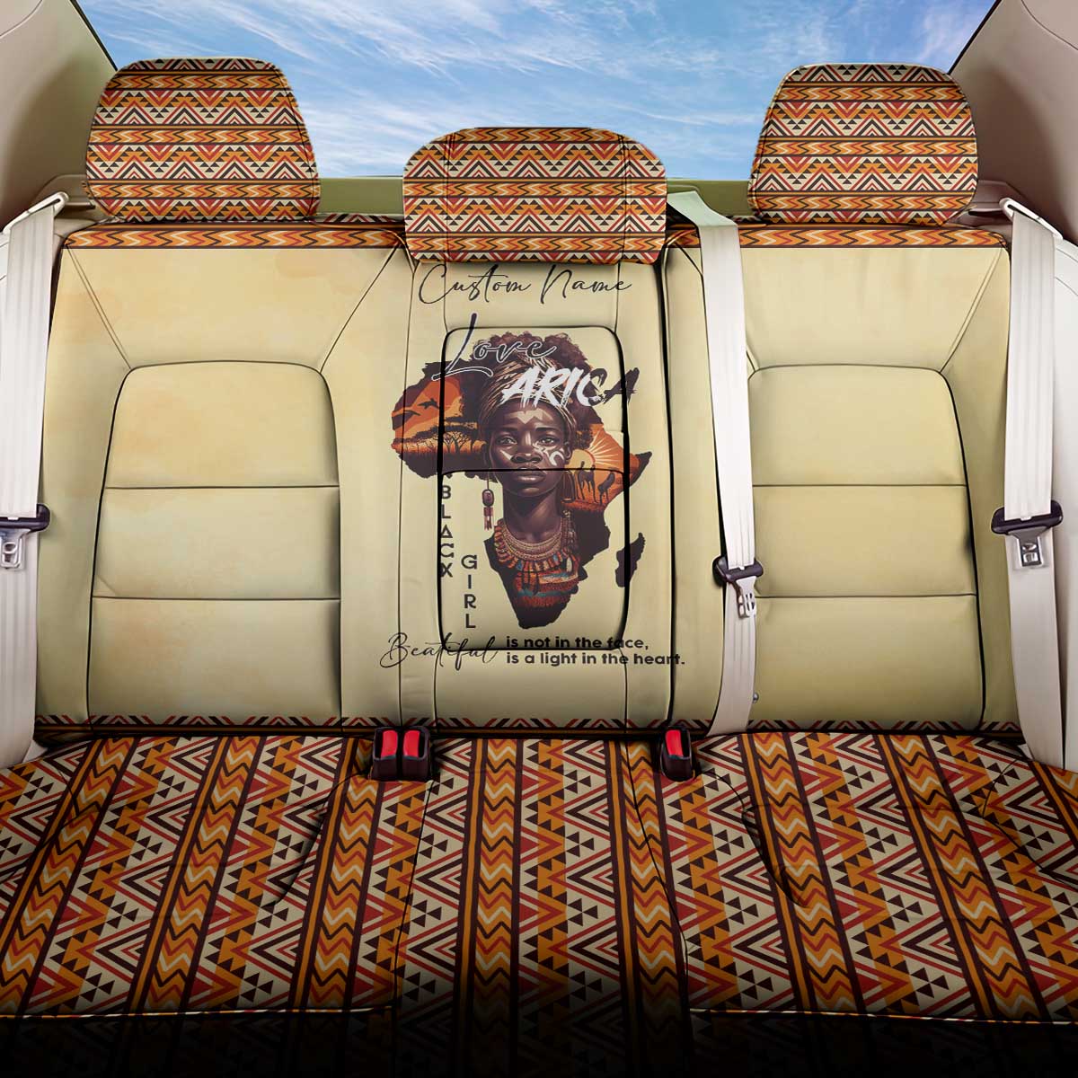 Love Africa Back Car Seat Cover - Personalized Beautiful Black Girl