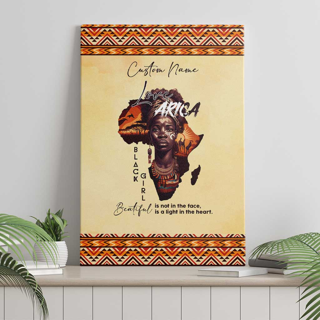 Love Africa Canvas Wall Art - Personalized Beautiful Black Girl
