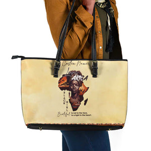 Love Africa Leather Tote Bag - Personalized Beautiful Black Girl