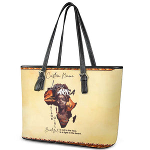 Love Africa Leather Tote Bag - Personalized Beautiful Black Girl