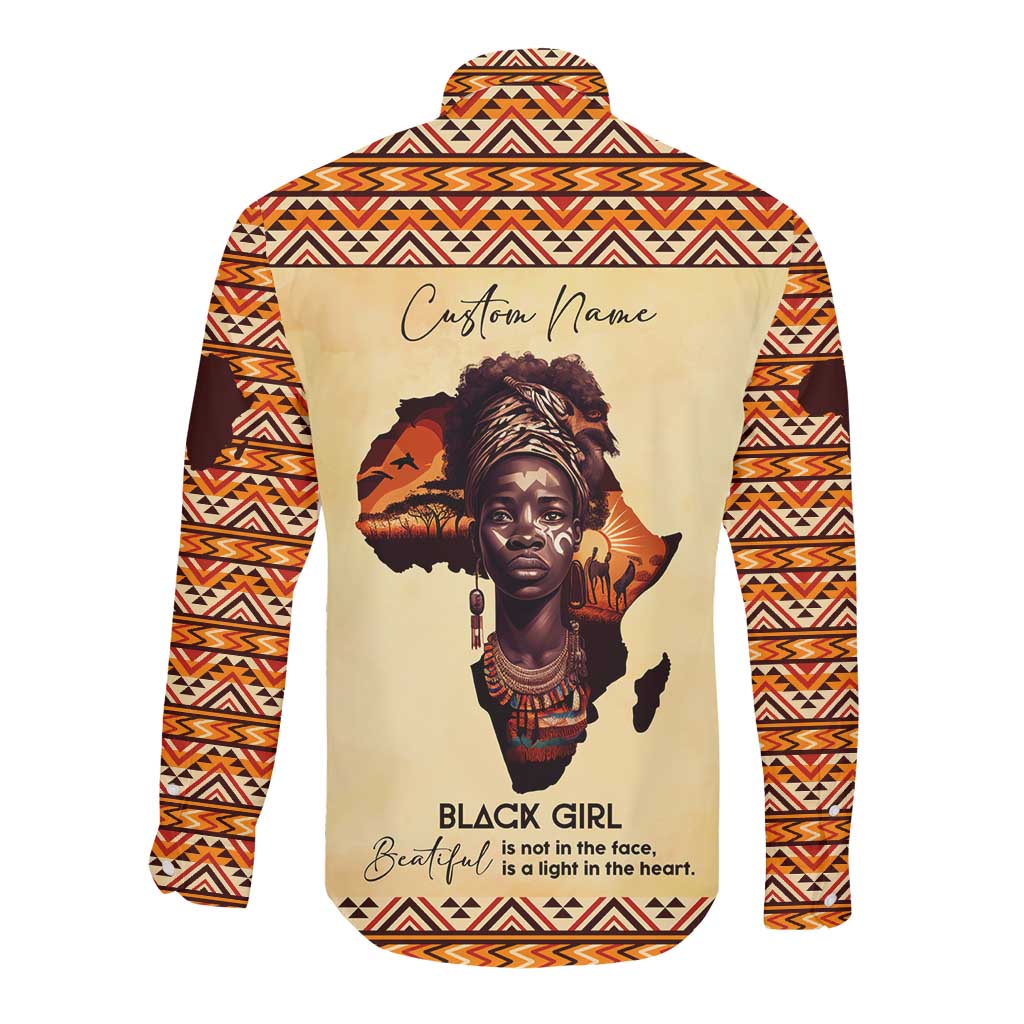 Love Africa Long Sleeve Button Shirt - Personalized Beautiful Black Girl