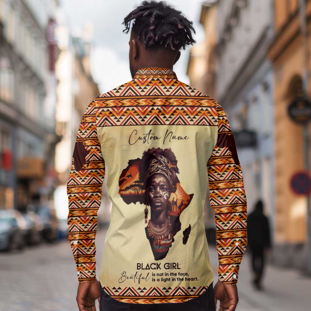 Love Africa Long Sleeve Button Shirt - Personalized Beautiful Black Girl
