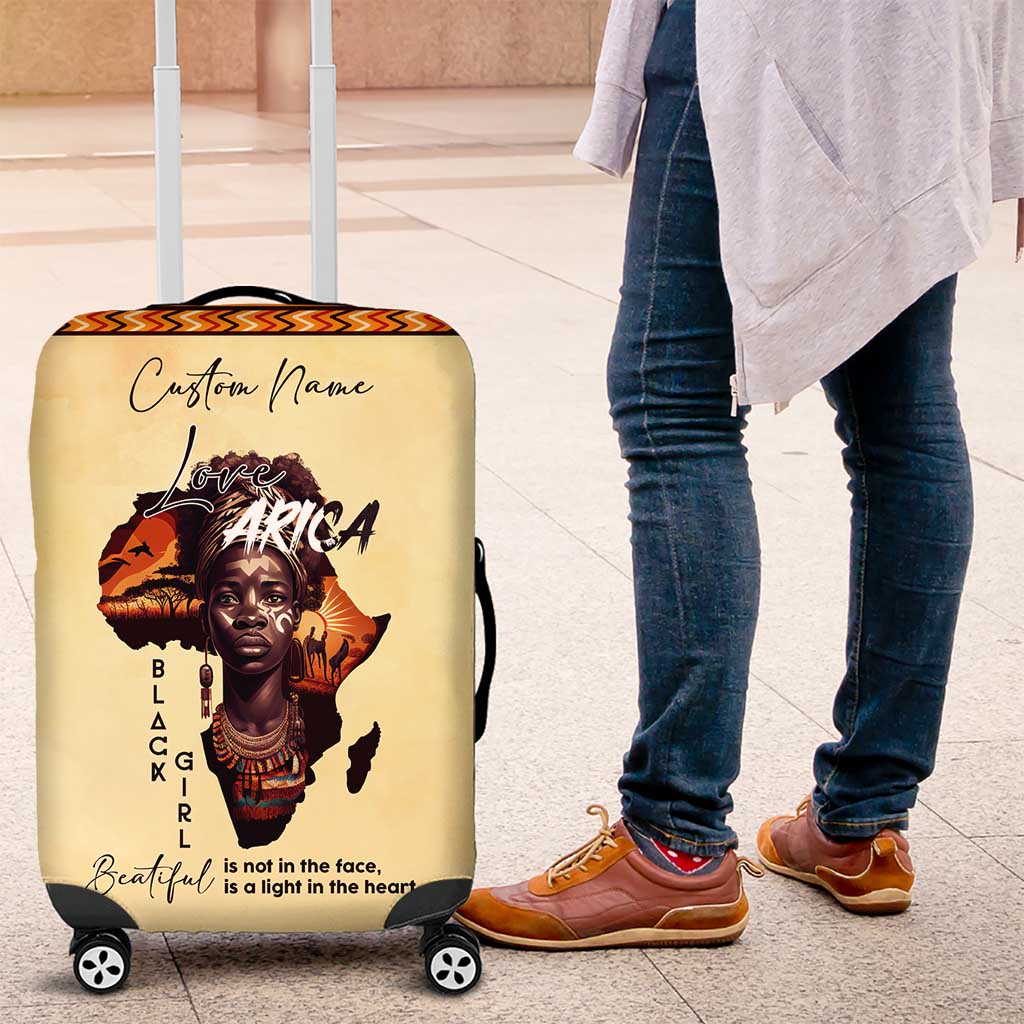 Love Africa Luggage Cover - Personalized Beautiful Black Girl