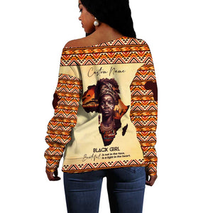 Love Africa Off Shoulder Sweater - Personalized Beautiful Black Girl