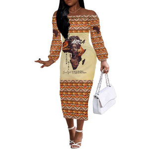 Love Africa Off The Shoulder Long Sleeve Dress - Personalized Beautiful Black Girl