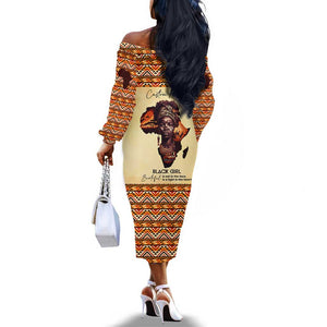 Love Africa Off The Shoulder Long Sleeve Dress - Personalized Beautiful Black Girl