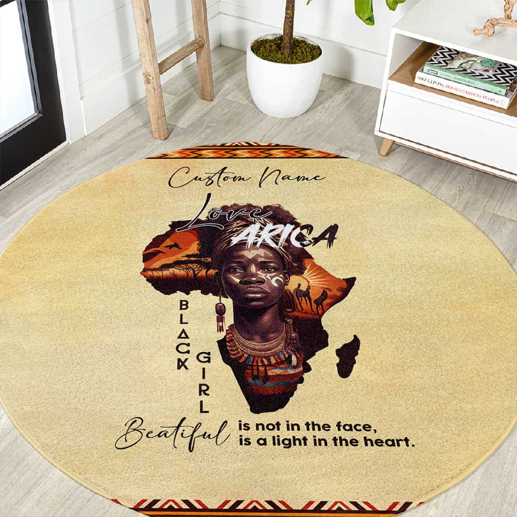 Love Africa Round Carpet - Personalized Beautiful Black Girl