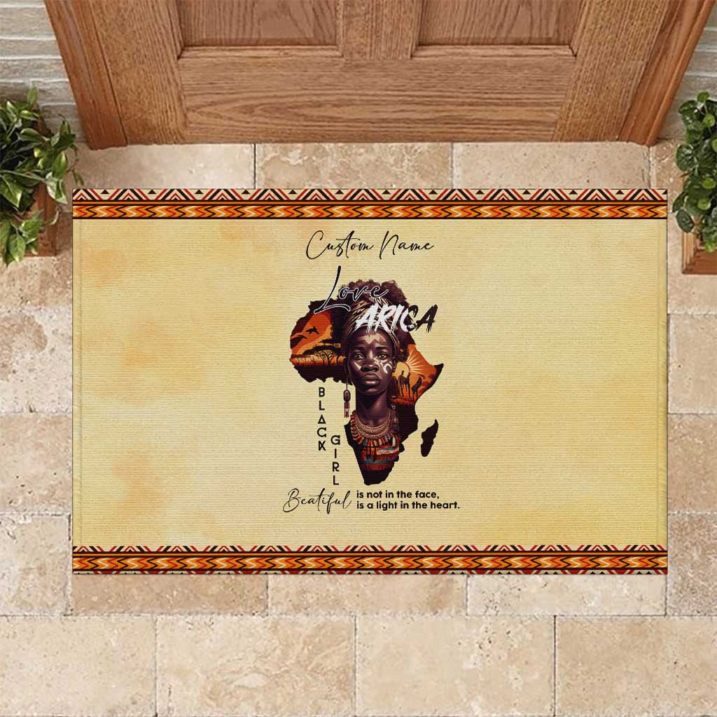 Love Africa Rubber Doormat - Personalized Beautiful Black Girl