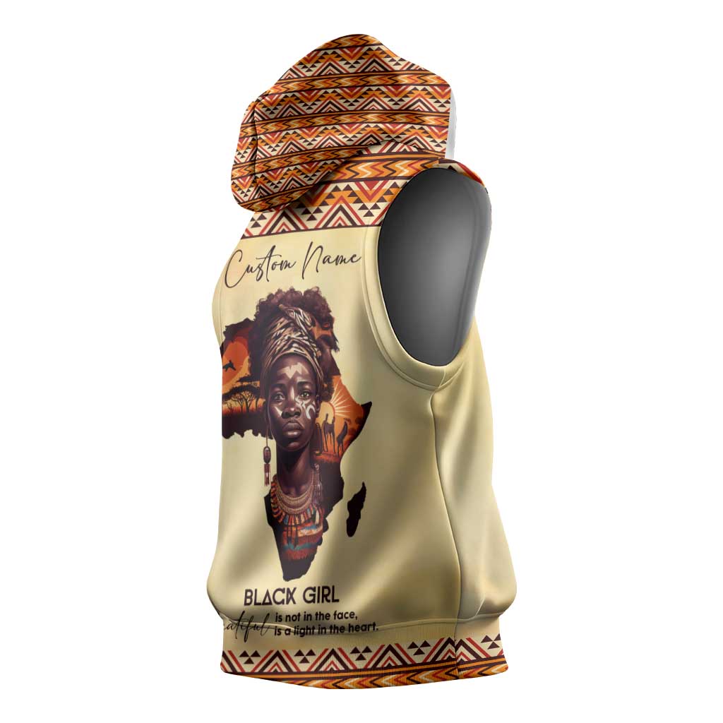 Love Africa Sleeveless Hoodie - Personalized Beautiful Black Girl - African Pride