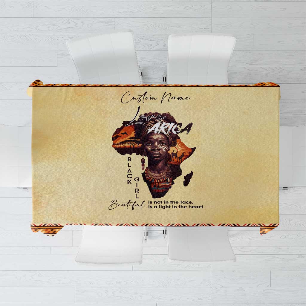 Love Africa Tablecloth - Personalized Beautiful Black Girl