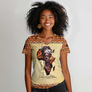 Love Africa Women V-Neck T-Shirt - Personalized Beautiful Black Girl